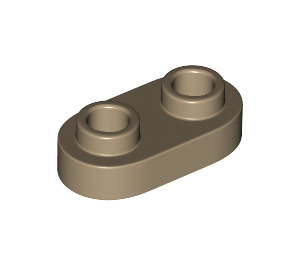 LEGO Dark Tan Plate 1 x 2 with Rounded Ends and Open Studs (35480)