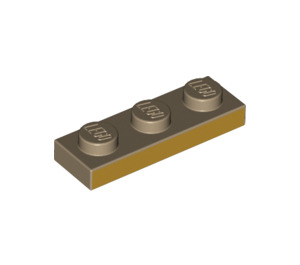 LEGO Dark Tan Plate 1 x 3 with Flat Gold long edge (3623 / 69172)