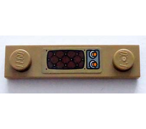 LEGO Dark Tan Plate 1 x 4 with Two Studs with Buttons Sticker with Groove (41740)