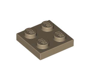 LEGO Donker Zandbruin Plaat 2 x 2 (3022 / 94148)