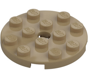 LEGO Dark Tan Plate 4 x 4 Round with Hole and Snapstud (60474)