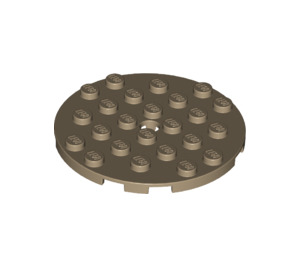 LEGO Dark Tan Plate 6 x 6 Round with Pin Hole (11213)