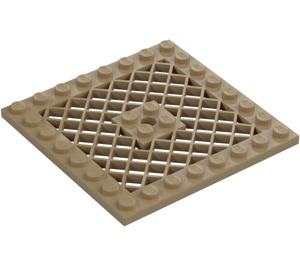 LEGO Dunkel Beige Platte 8 x 8 mit Gitter (Kein Loch in der Mitte) (4151)