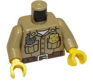 LEGO Dark Tan Police Torso with Star Badge, Insignia on Collar (76382)