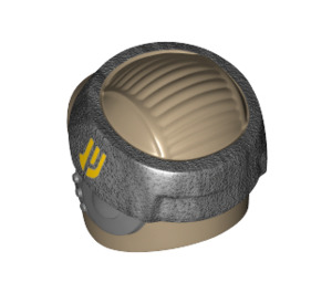 LEGO Dark Tan Rebel Commando Helmet with Flat Silver Band and Yellow Insignia (28627)