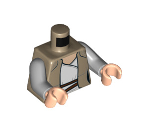 LEGO Mørkebrun Rey med Mørkebrun Jakke Minifig Torso (973 / 76382)