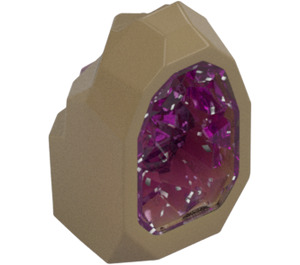 LEGO Dark Tan Rock with Transparent Dark Pink Crystal (49656)