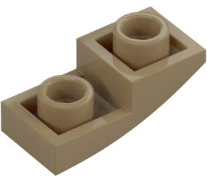 LEGO Mörk Gulbrun Backe 1 x 2 Böjd Omvänd (24201)