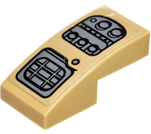 LEGO Dark Tan Slope 1 x 2 Curved with Control Panel Sticker (11477)