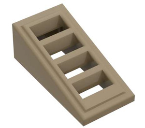 LEGO Beige scuro Pendenza 1 x 2 x 0.7 (18°) con Griglia (61409)