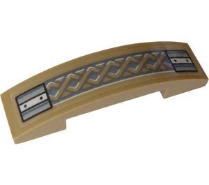 LEGO Dark Tan Slope 1 x 4 Curved Double with Braided Pattern and Two Buckles Sticker (93273)