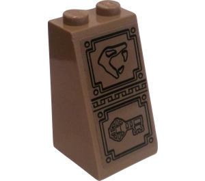 LEGO Dark Tan Slope 2 x 2 x 3 (75°) with Hissing Snake and Key (Right) Sticker Solid Studs (98560)
