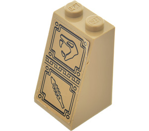 LEGO Dark Tan Slope 2 x 2 x 3 (75°) with Hissing Snake and Serrated Sword (Left) Sticker (Solid Studs) (98560)