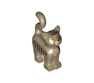 LEGO Dark Tan Standing Cat with Long Tail with Angry face and tan hair (75864 / 80829)