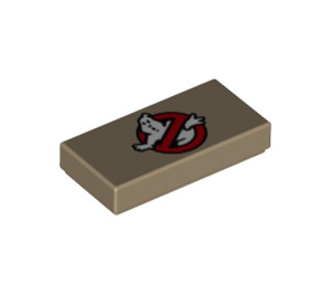 LEGO Dark Tan Tile 1 x 2 with Ghostbusters Symbol with Groove (3069 / 39880)