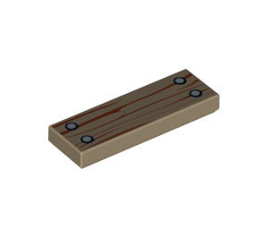 LEGO Mörk Gulbrun Bricka 1 x 3 med Wooden Bräda med 4 Nails (30880 / 63864)