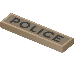 LEGO Dark Tan Tile 1 x 4 with ‘POLICE’ Sticker (2431)