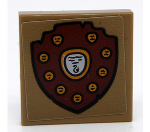 LEGO Dark Tan Tile 2 x 2 Inverted with Coat of Arms Sticker (11203)