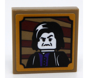 LEGO Dark Tan Tile 2 x 2 Inverted with Portrait of a Man Sticker (11203)