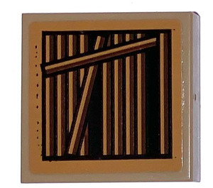 LEGO Dark Tan Tile 2 x 2 with Boarding 2 Planks broken Sticker with Groove (3068)