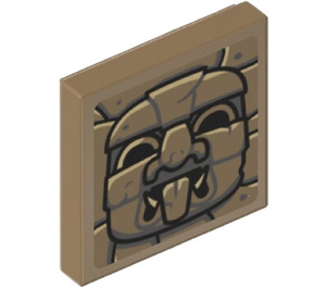 LEGO Dark Tan Tile 2 x 2 with Gargoyle with Big Nose Sticker with Groove (3068)