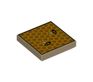 LEGO Dunkles Beige Fliese 2 x 2 mit Honeycomb und Bees mit Nut (3068 / 72357)