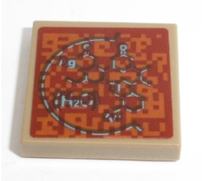 LEGO Dark Tan Tile 2 x 2 with Pixelated Circle Sticker with Groove (3068)