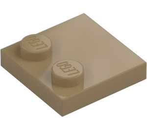 LEGO Tumma beige Laatta 2 x 2 jossa Nupit päällä Reuna (33909)