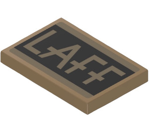 LEGO Dark Tan Tile 2 x 3 with ‘LAFF’ Sticker (26603)