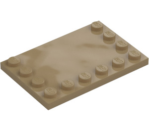 LEGO Mörk Gulbrun Bricka 4 x 6 med Knoppar på 3 Edges (6180)