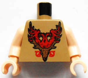 LEGO Dunkel Beige Viktor Krum Torso mit Rot Durmstrang Logo mit Licht Fleisch Arme und Licht Fleisch Hände (973 / 76382)