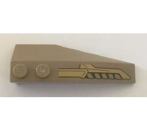 LEGO Dark Tan Wedge 2 x 6 Double Left with Chitauri Design (Left) Sticker (41748)