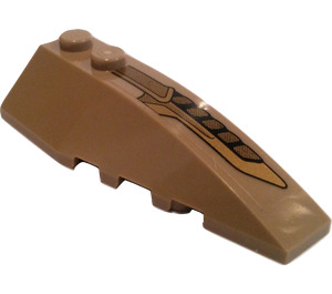 LEGO Dark Tan Wedge 2 x 6 Double Right with Chitauri Design (Right) Sticker (41747)