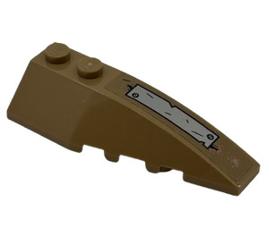 LEGO Tumma beige Kiila 2 x 6 Kaksinkertainen Oikein jossa Hopea Levy ja 2 Rivets Tarra (5711)