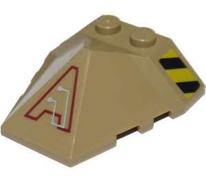 LEGO Dark Tan Wedge 4 x 4 Quadruple Convex Slope Center with Stripes and Exo-Force Circuitry Right Sticker (47757)