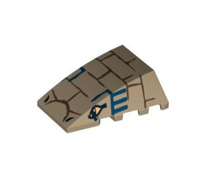 LEGO Dark Tan Wedge 4 x 4 Triple Curved without Studs with Bricks, Blue Lines, 2 Eyes (47753 / 94304)