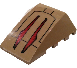 LEGO Dark Tan Wedge 4 x 4 Triple Curved without Studs with Vulture Droid Lines Design Sticker (47753)