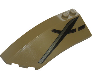 LEGO Dark Tan Wedge Curved 3 x 8 x 2 Left with Black and Pearl Dark Gray Stripes Sticker (41750)