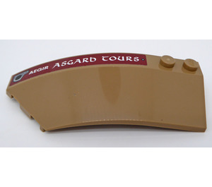 LEGO Dark Tan Wedge Curved 3 x 8 x 2 Left with white 'AEGIR ASGARD TOURS' Sticker (41750)