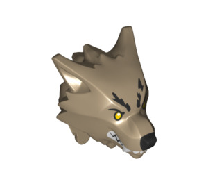 LEGO Dark Tan Wolf Head with Yellow Eyes and Cut Left Eyebrow (100192)