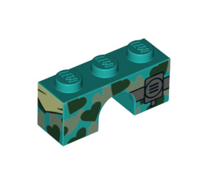 LEGO Dark Turquoise Arch 1 x 3 with hearts in camouflage design (4490 / 38924)
