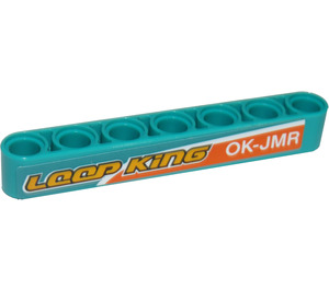 LEGO Dark Turquoise Beam 7 with Orange Stripe, 'LOOP KiNG' and 'OK-JMR' (Left) Sticker (32524)