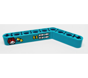 LEGO Donker Turquoise Balk Krom 53 graden, 4 en 6 Gaten met Gauges en Levers Rechtsaf Sticker (6629)