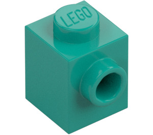 LEGO Mörk Turkos Kloss 1 x 1 med Knopp på Ett Sida (87087)