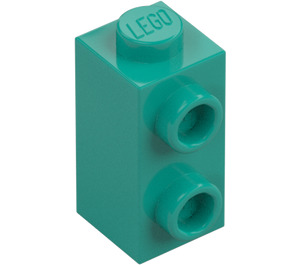 LEGO Donker turquoise Steen 1 x 1 x 1.6 met Twee noppen aan de zijkant (32952)