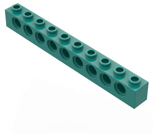 LEGO Donker turquoise Steen 1 x 10 met Gaten (2730)