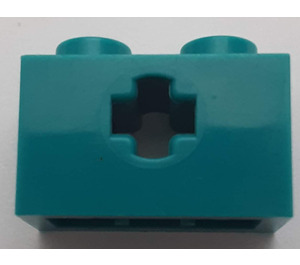 LEGO Turquoise Foncé Brique 1 x 2 avec Trou d'essieu (ouverture '+' et support de bosses inférieur) (32064)