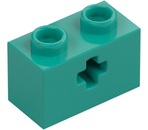 LEGO Dark Turquoise Brick 1 x 2 with Axle Hole ('+' Opening and Bottom Tube) (31493 / 32064)