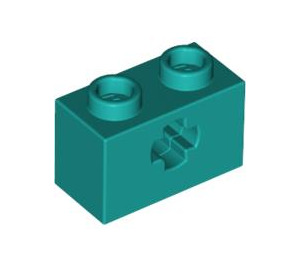 LEGO Dark Turquoise Brick 1 x 2 with Axle Hole ('+' Opening and Bottom Tube) (31493 / 32064)
