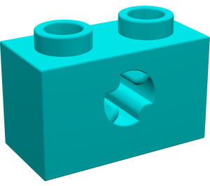 LEGO Donker Turquoise Steen 1 x 2 met As Gat ('X'-opening) (32064)